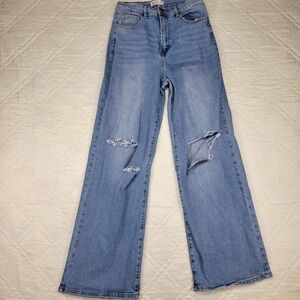 Swank A Posh distressed wide leg blue jeans size 11
